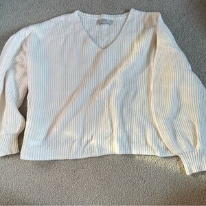 LOFT Cream V-Neck Sweater